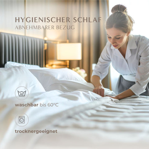 Excellence High-Class-Luxusmatratze mit hygienischem, abnehmbarem und bei hohen Temperaturen waschbarem Bezug für ein sauberes Schlafklima.