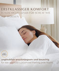 Entspannt schlafende Frau auf einem Excellence Topper Federfrei, der durch seine flauschige federfreie Füllung hohen Liegekomfort bietet.