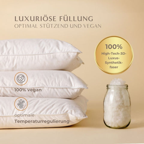 Federfreies Kopfkissen mit luxuriöser veganer Füllung und temperaturregulierender High-Tech-Synthetikfaser