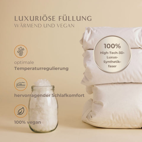Federfreie Bettdecke mit luxuriöser veganer Füllung und temperaturregulierender High-Tech-Synthetikfaser